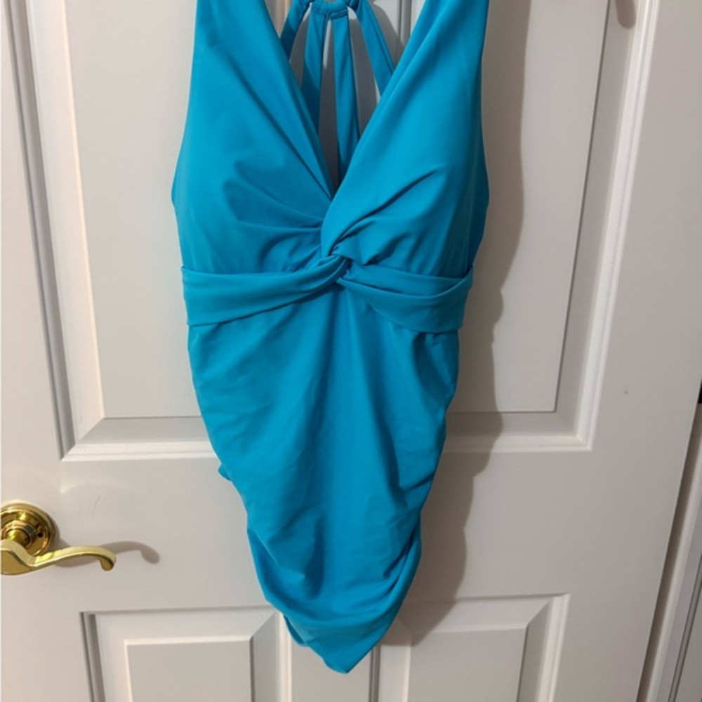 Calvin Klein Blue One Piece Swimsuit with Halter Neck